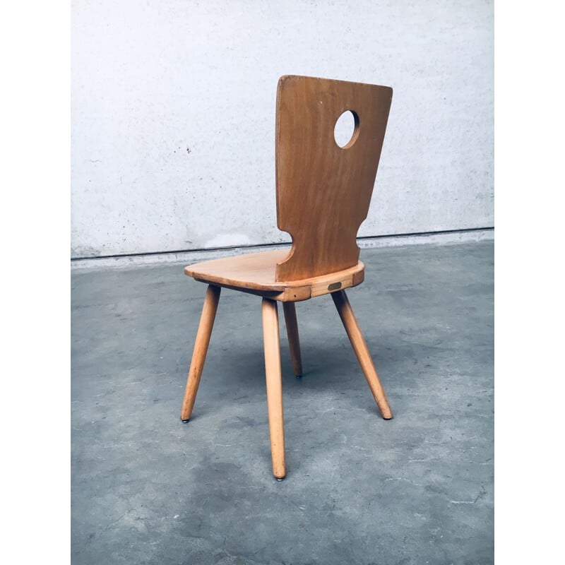 Coppia di sedie brutaliste olandesi vintage in legno di Vervoort Tilburg, 1960