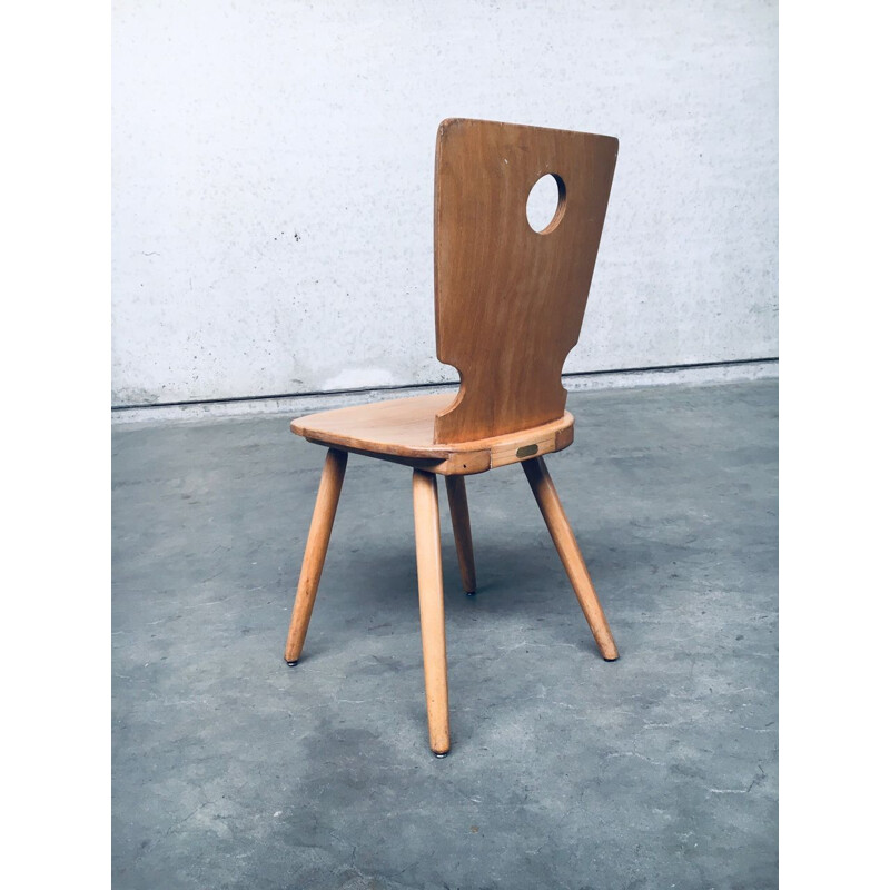 Paire de chaises vintage brutalistes hollandaises en bois par Vervoort Tilburg, 1960