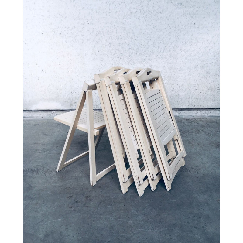 Set van 5 vintage witte houten klapstoelen van Aldo Jacober voor Alberto Bazzani, Italië 1960