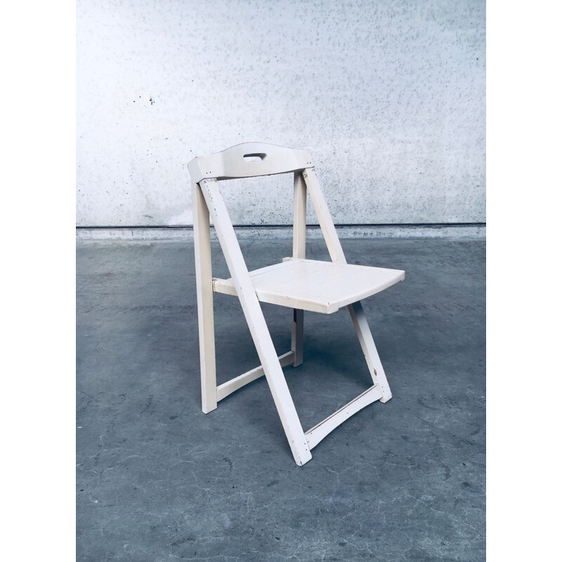 Juego de 5 sillas plegables vintage de madera blanca de Aldo Jacober para Alberto Bazzani, Italia 1960
