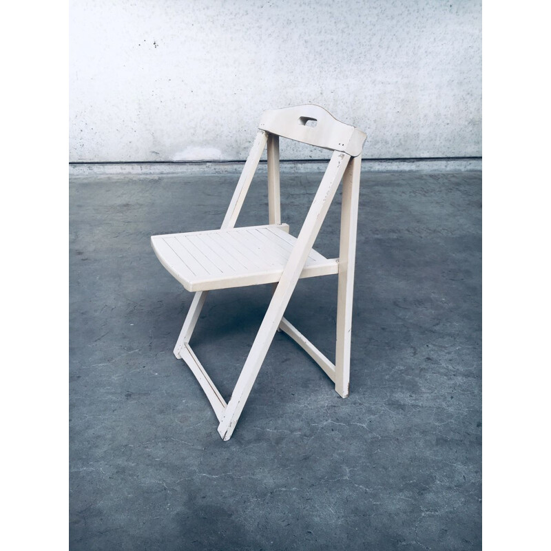 Set of 5 vintage white wooden folding chairs by Aldo Jacober for Alberto Bazzani, Italy 1960
