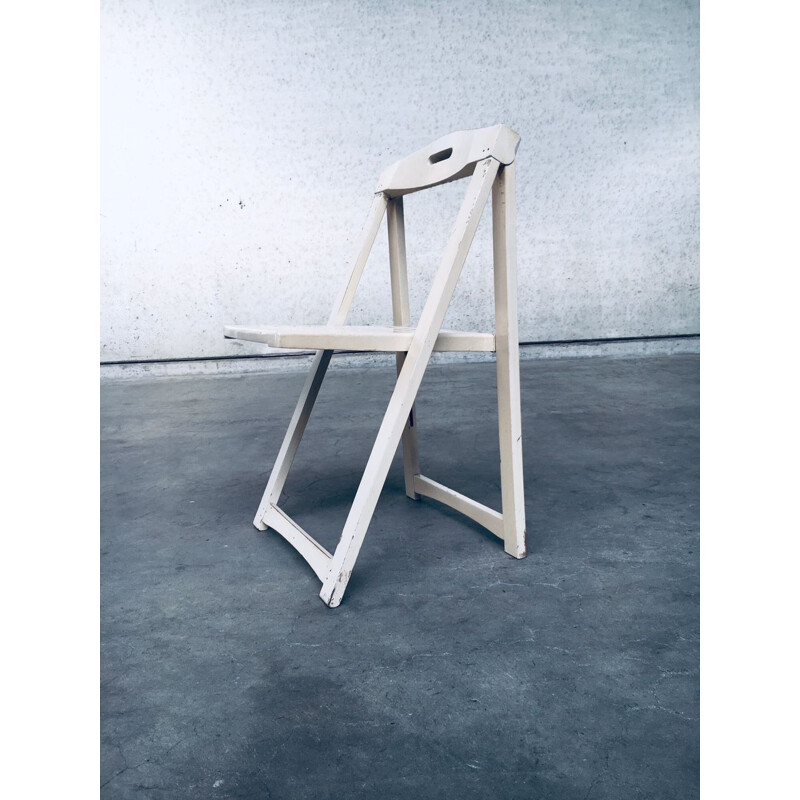 Set of 5 vintage white wooden folding chairs by Aldo Jacober for Alberto Bazzani, Italy 1960