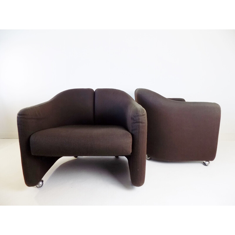 Pair of vintage Tecno Ps142 armchairs by Eugenio Gerli