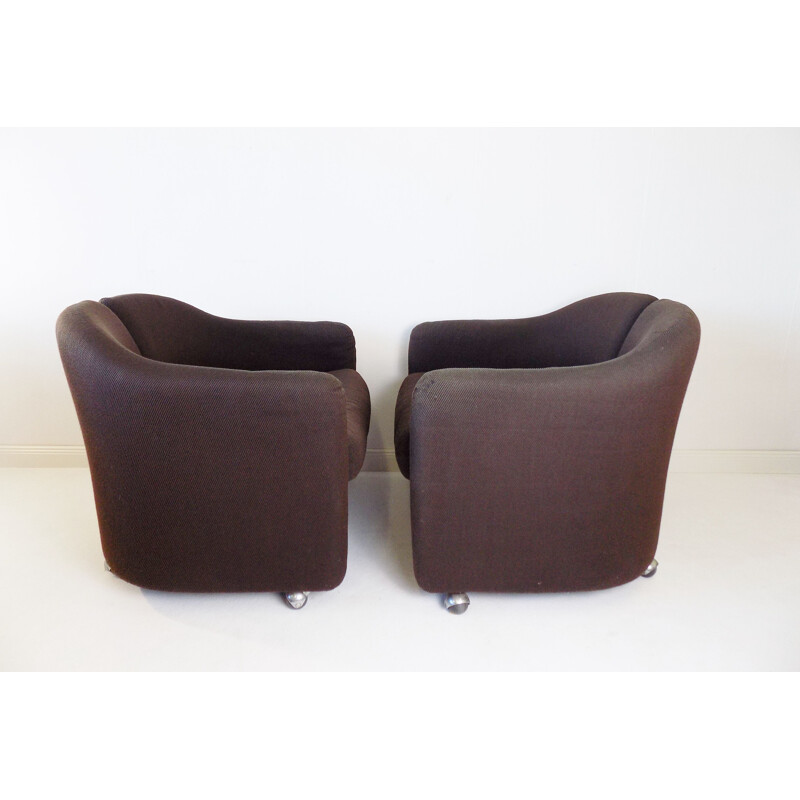 Pair of vintage Tecno Ps142 armchairs by Eugenio Gerli