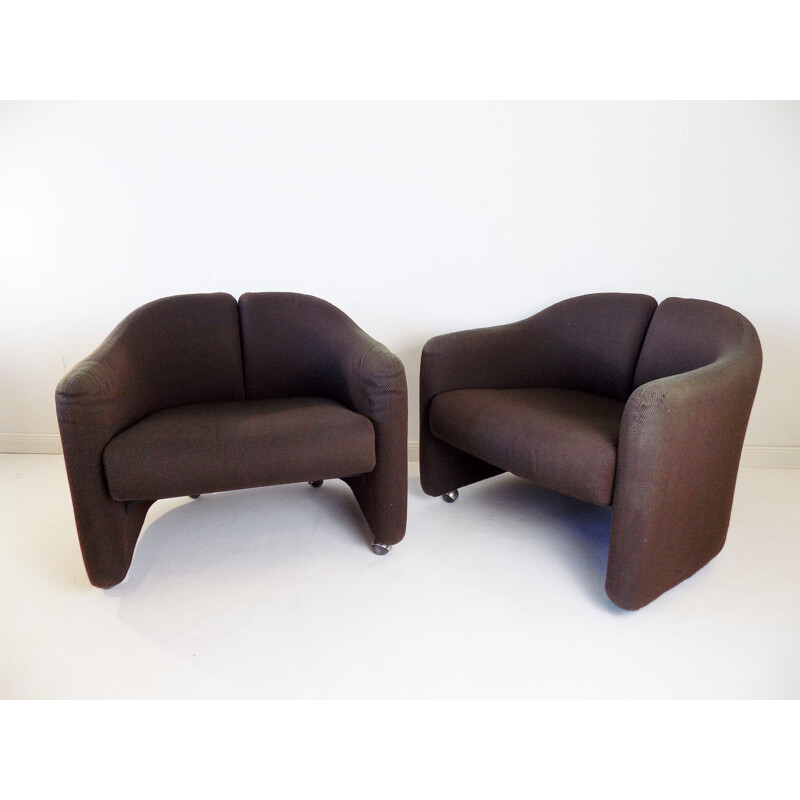 Pair of vintage Tecno Ps142 armchairs by Eugenio Gerli