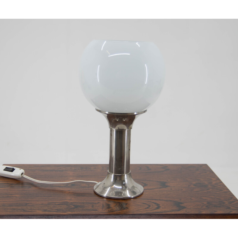 Vintage art deco opal glass table lamp, 1930