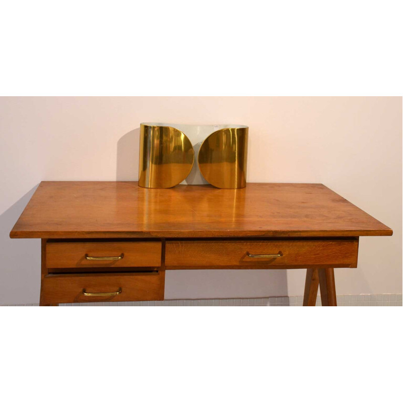 Mid-century Gaspar desk in wood with compass legs - 1950s