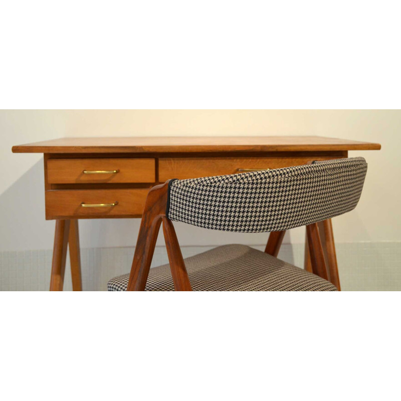Mid-century Gaspar desk in wood with compass legs - 1950s