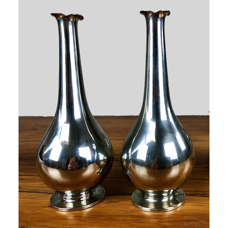 Set of 3 vintage art deco pewter vases by Just Andersen, 1930