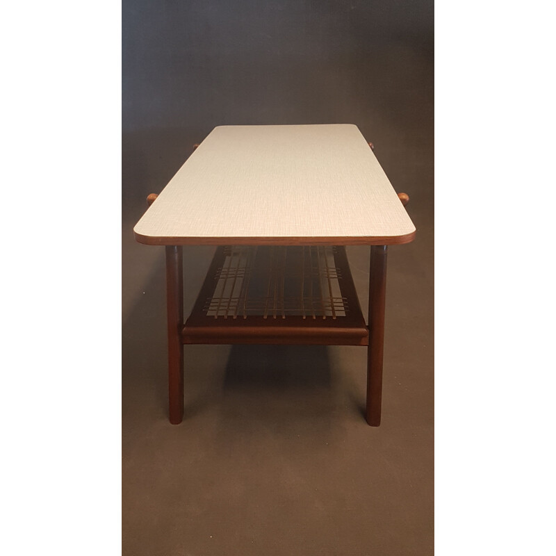Table basse scandinave vintage avec plateau réversible en teck et formica, 1950-1960
