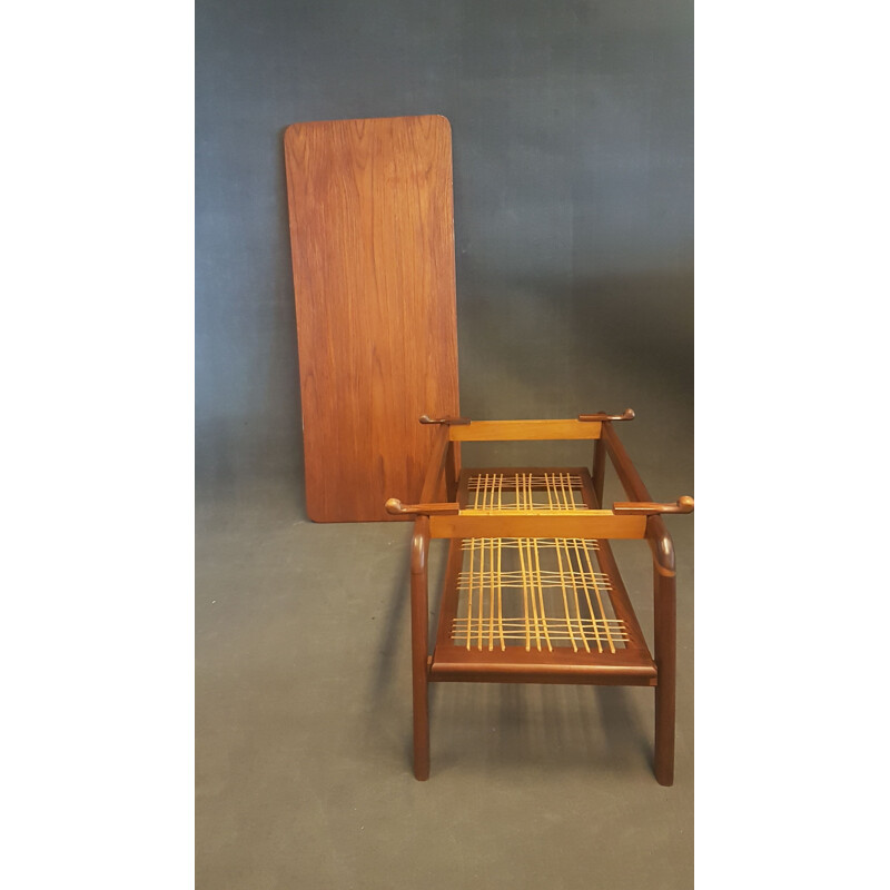 Vintage scandinavian coffee table with reversible top in teak and formica, 1950-1960s