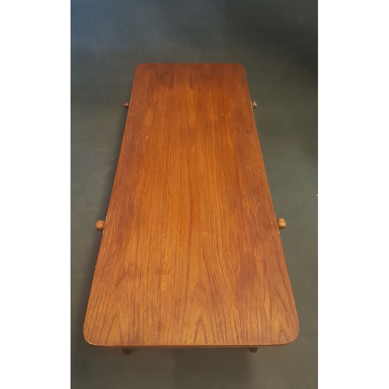 Vintage scandinavian coffee table with reversible top in teak and formica, 1950-1960s