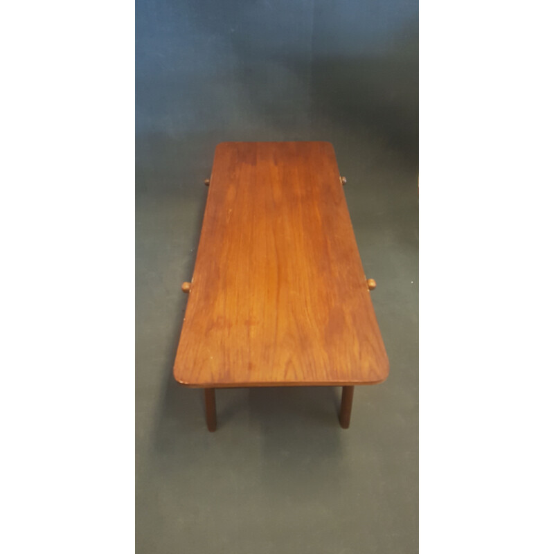 Vintage scandinavian coffee table with reversible top in teak and formica, 1950-1960s