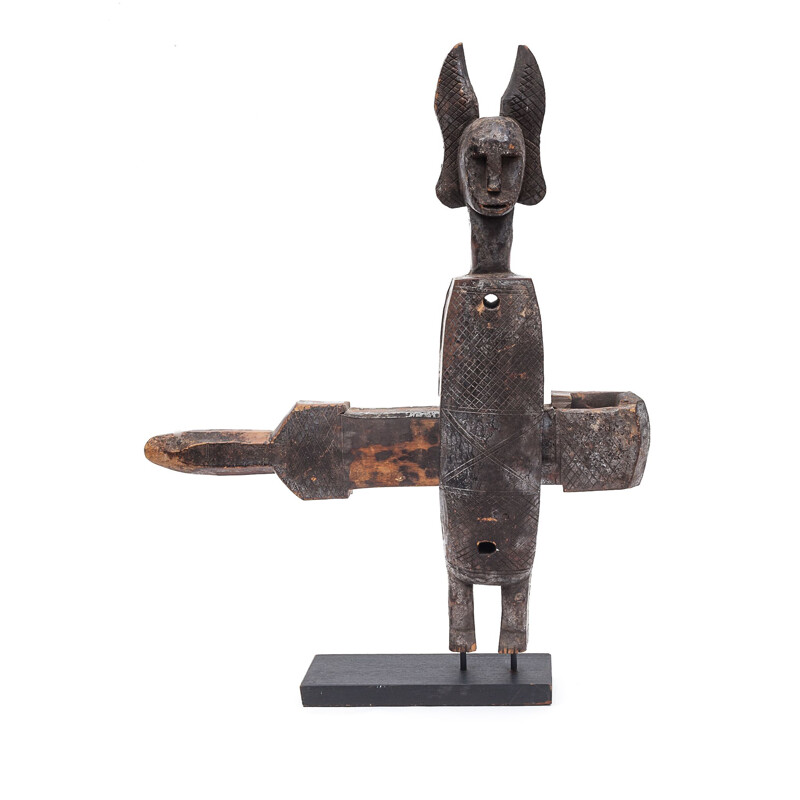 Vintage Dogon granary lock on base