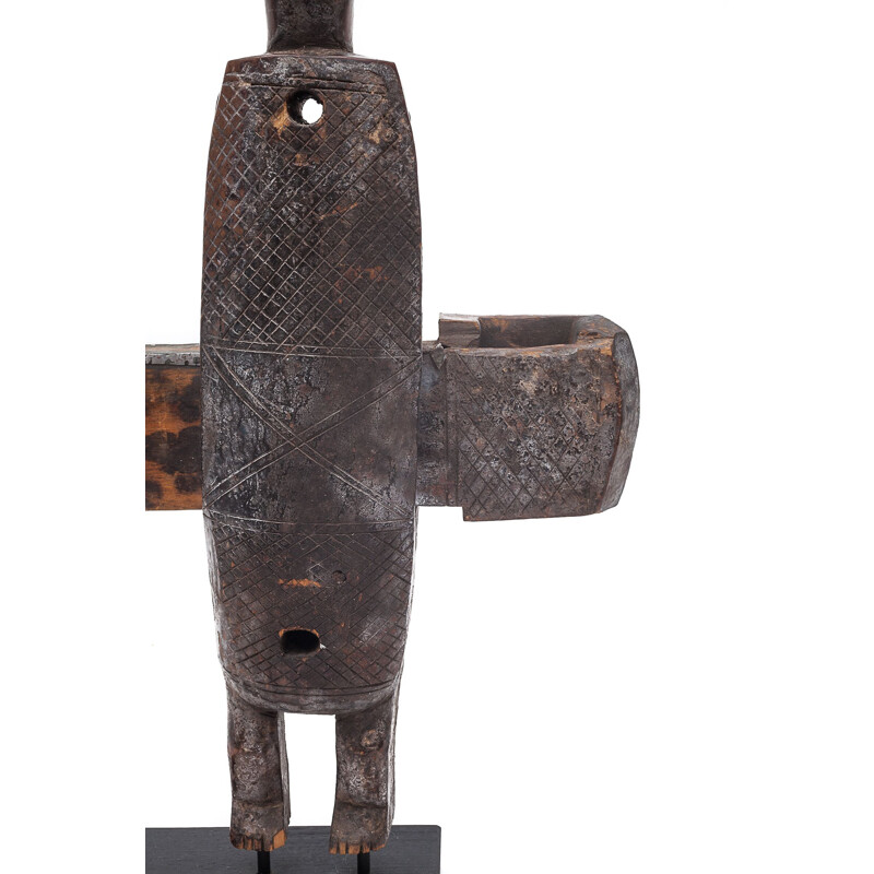 Vintage Dogon granary lock on base