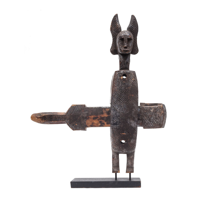 Vintage Dogon granary lock on base