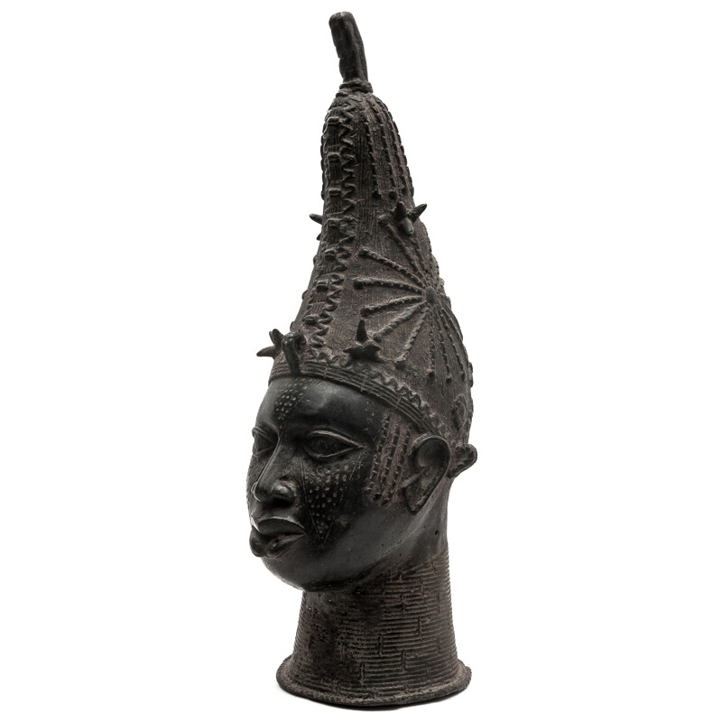 Vintage Iyoba cabeça de rainha em bronze, Benin 1930