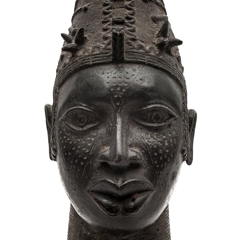 Vintage Iyoba Königin-Kopf aus Bronze, Benin 1930