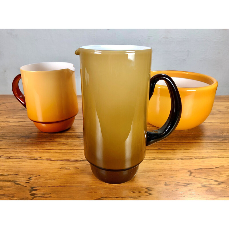Set of vintage pitchers and bowl in glass by Michael Bang for Holmegaard, 1970s