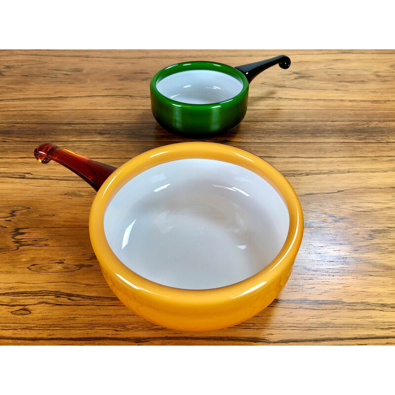 Pair of vintage bowls in glass by Michael Bang for Holmegaard, 1970s