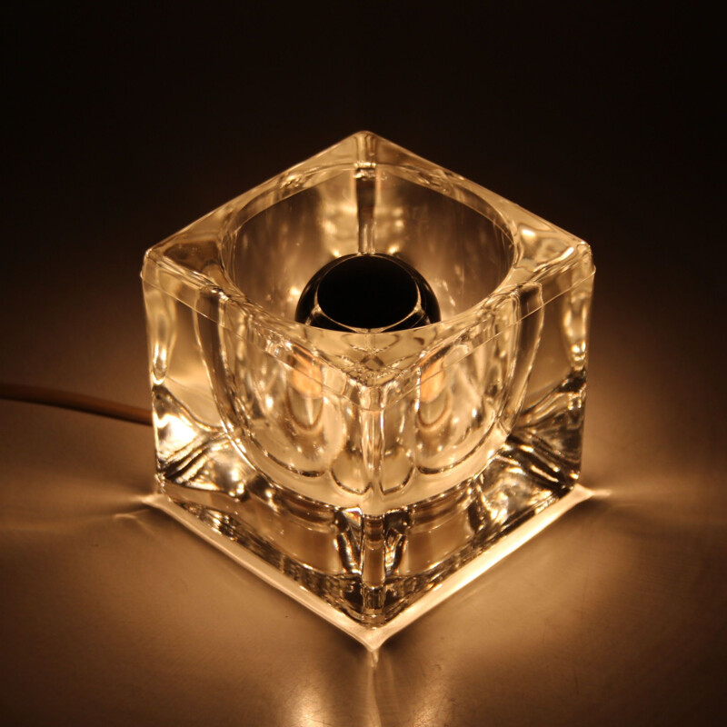 Vintage glass "ice cube" lamp by Putzler, Germany 1960s