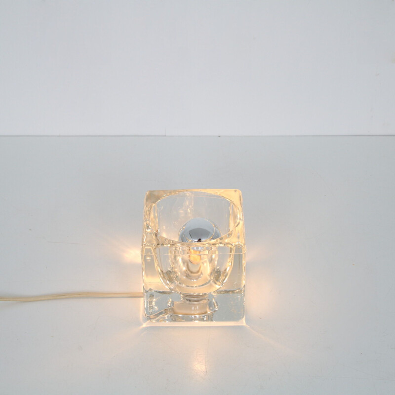 Vintage glass "ice cube" lamp by Putzler, Germany 1960s