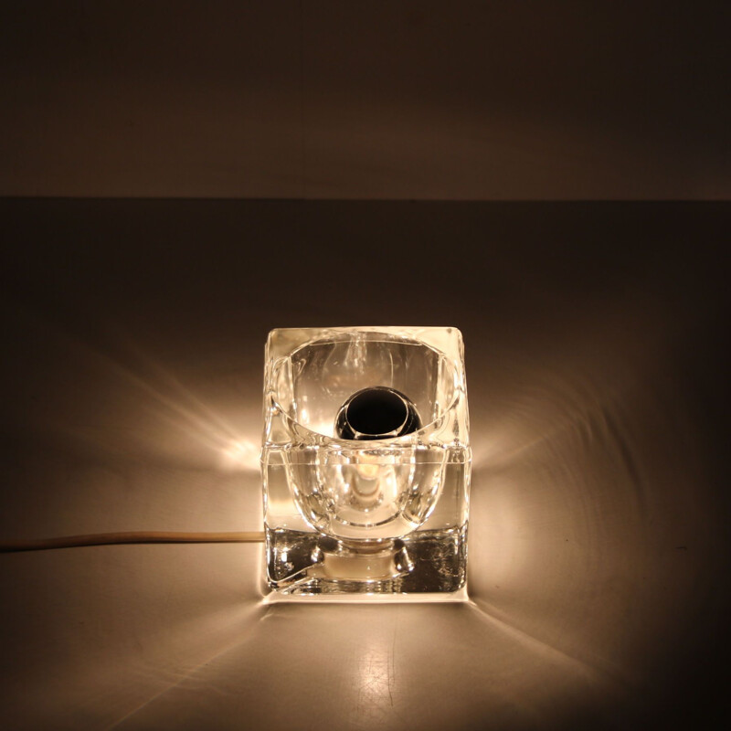 Vintage glass "ice cube" lamp by Putzler, Germany 1960s