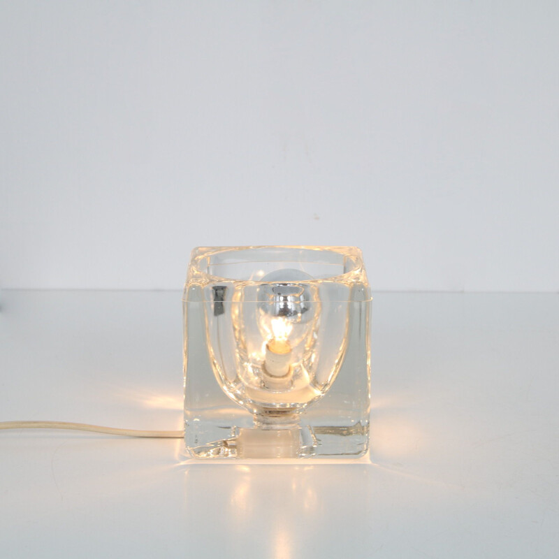 Vintage glass "ice cube" lamp by Putzler, Germany 1960s