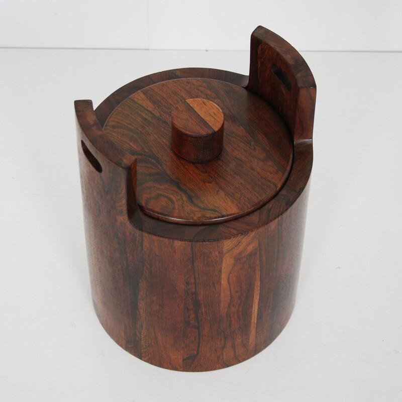 Vintage wooden ice bucket by Jean Gillon, Brazil 1960