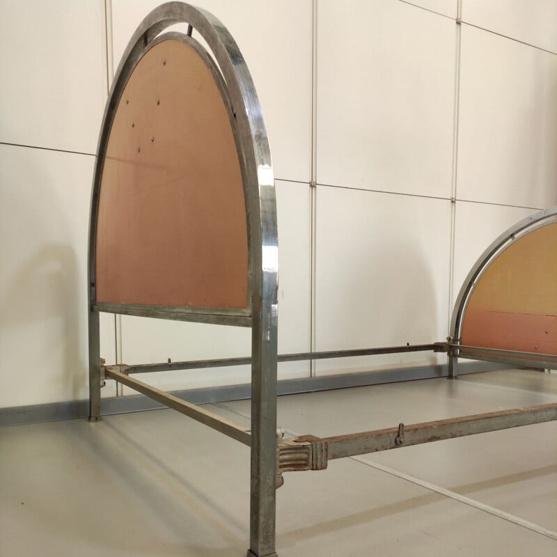 Art Deco vintage bed in chromed steel