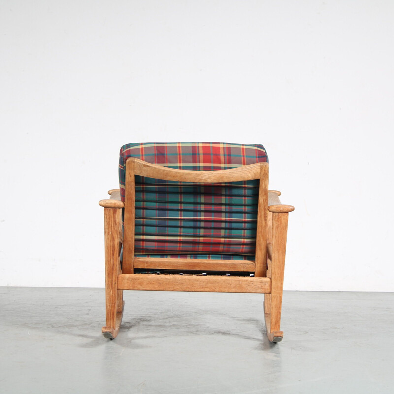 Vintage oakwood rocking chair by M. Nissen for Pastoe, Netherlands 1950s