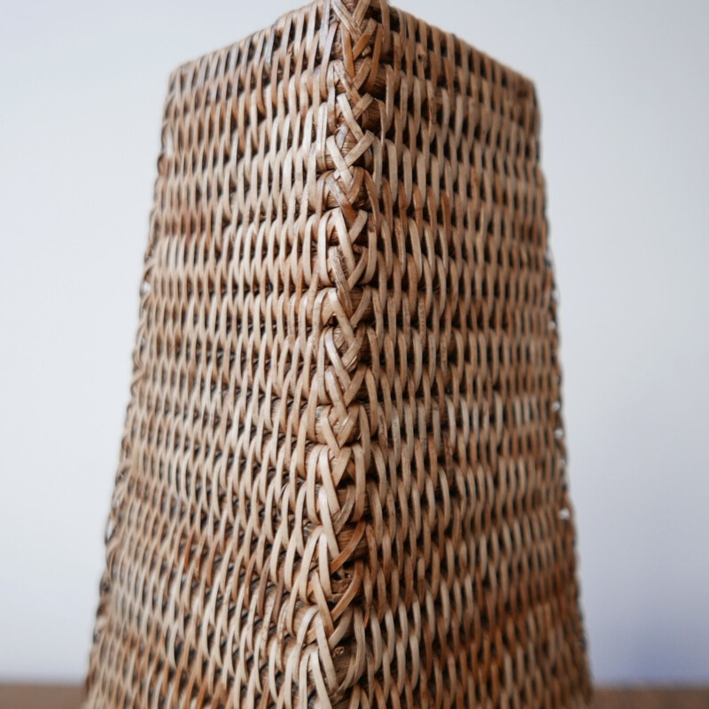 Rattan mid-century table lamp, England 1980s