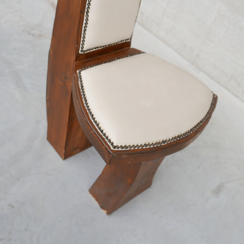 Ein Paar Vintage-Folklore-Stühle aus Leder und Holz, Holland 1970