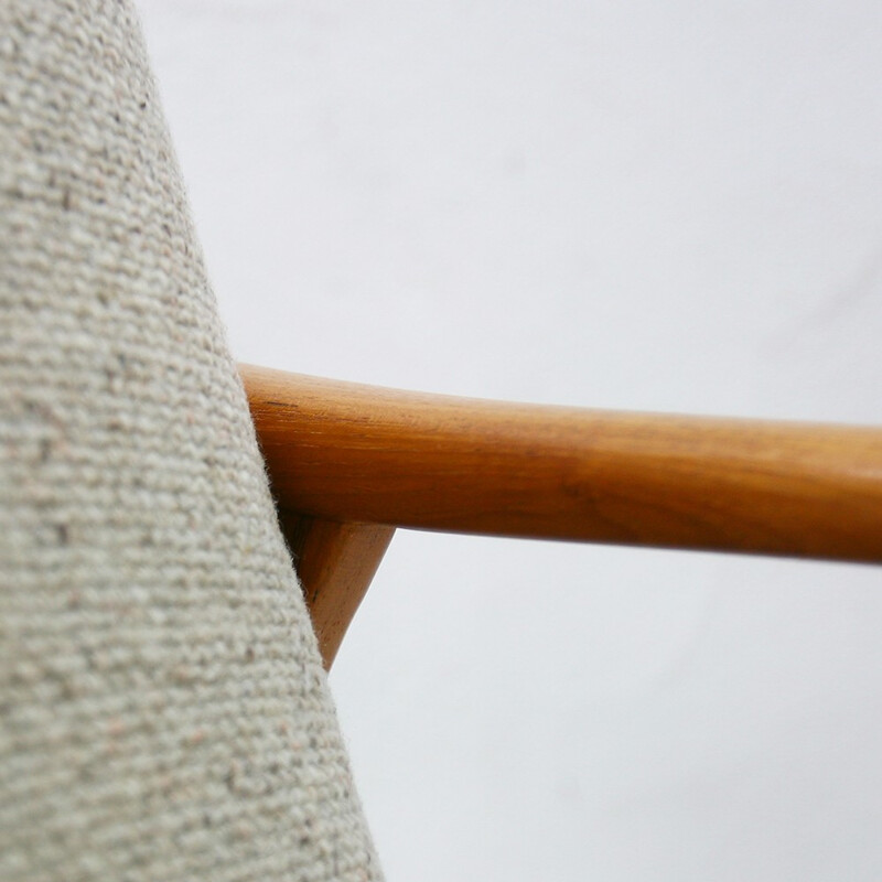 Easy chair in teak and beige fabric - 1960s