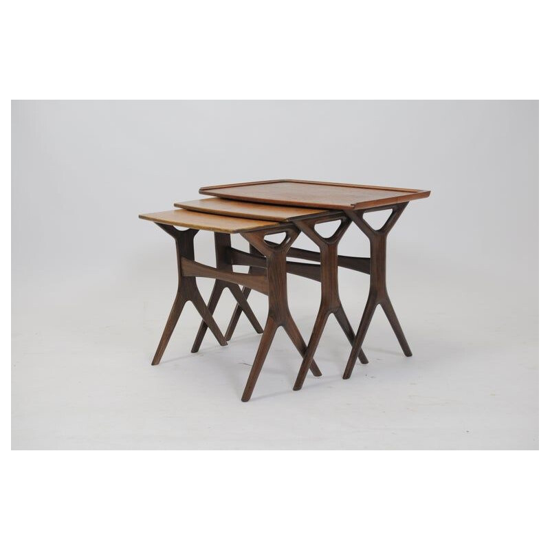 Vintage Danish teak nesting tables by Johannes Andersen for Cfc Silkeborg