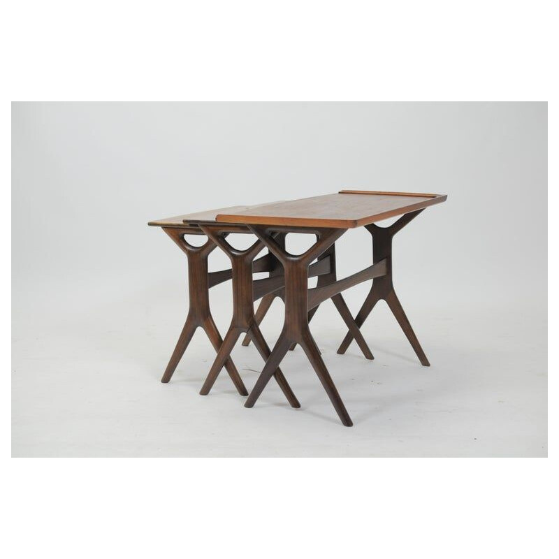Vintage Danish teak nesting tables by Johannes Andersen for Cfc Silkeborg