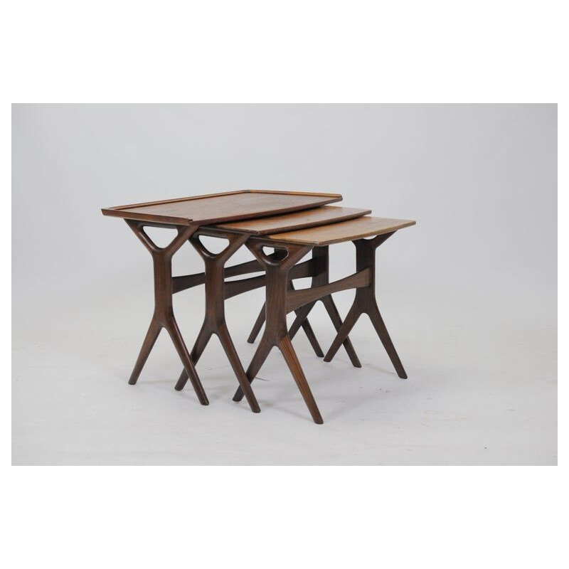 Vintage Danish teak nesting tables by Johannes Andersen for Cfc Silkeborg