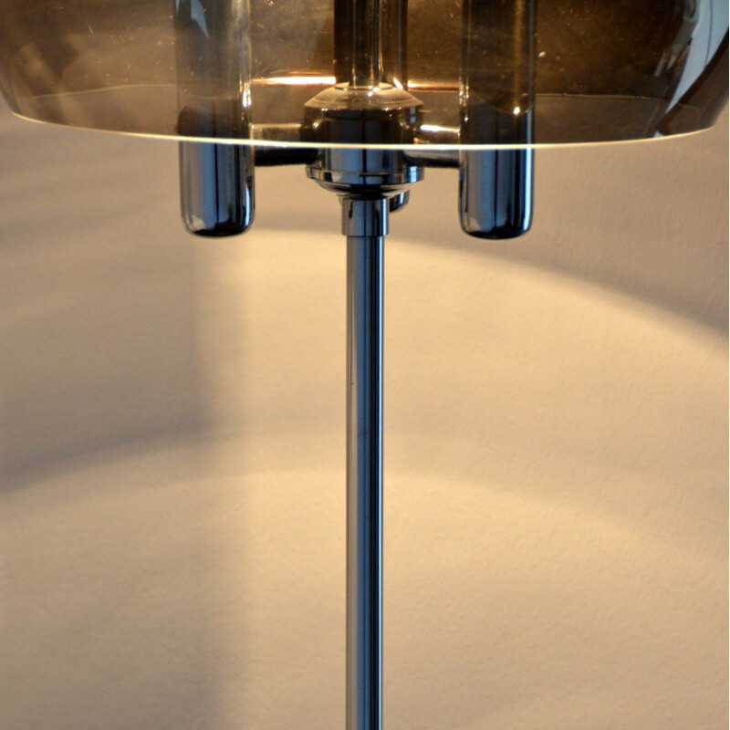 Vintage-Tischlampe aus Rauch- und Chromglas von Doria Leuchten, Deutschland 1960