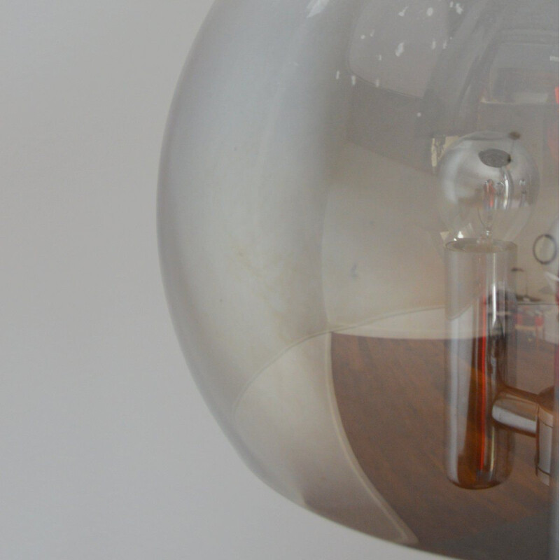 Lámpara de sobremesa vintage de cristal ahumado y cromo de Doria Leuchten, Alemania 1960