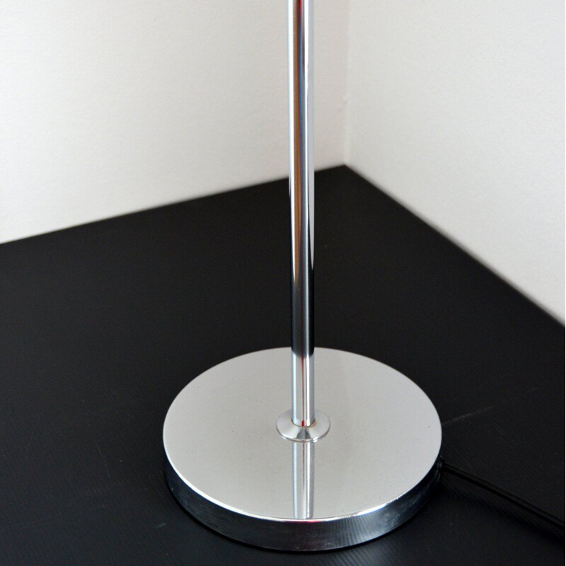 Vintage table lamp in smoked and chromed glass by Doria Leuchten, Germany 1960