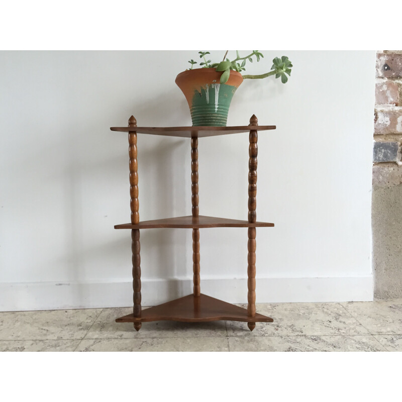 Etagère d'angle vintage en bois