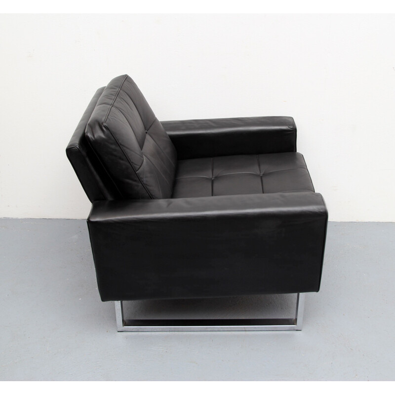 Vintage leather armchair on chromed legs, 1970s