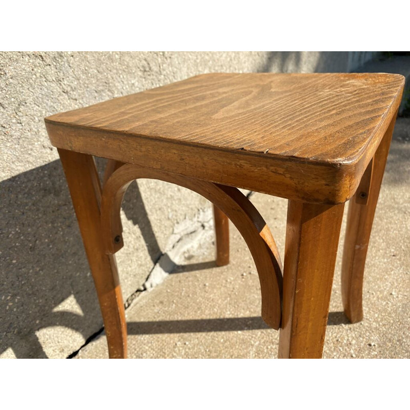 Set of 3 vintage low wooden stools, 1960