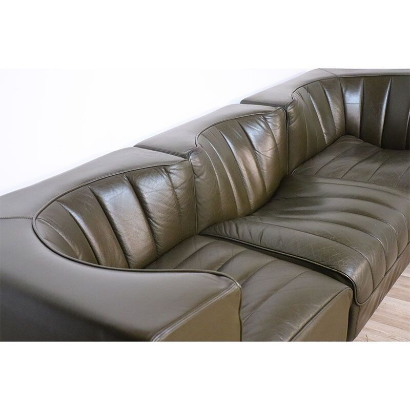 Modular vintage leather sofa by Tito Agnoli for Mobilier International, 1970