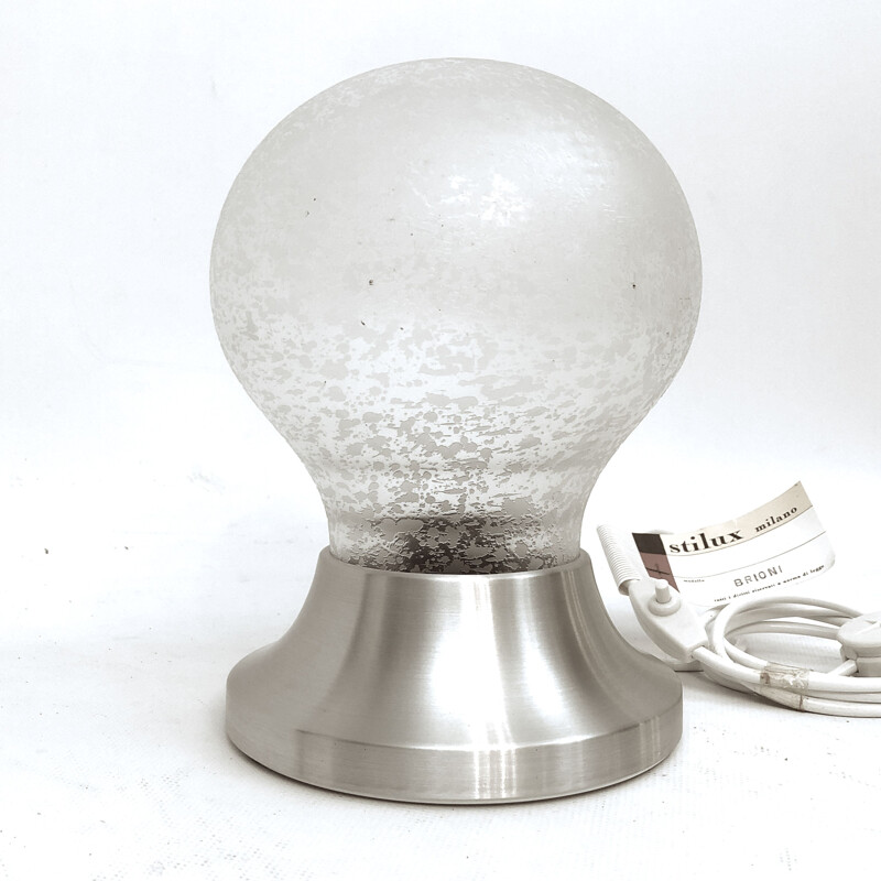Lampada da tavolo vintage in vetro satinato e alluminio "Brioni" di Stilux Milano, 1960