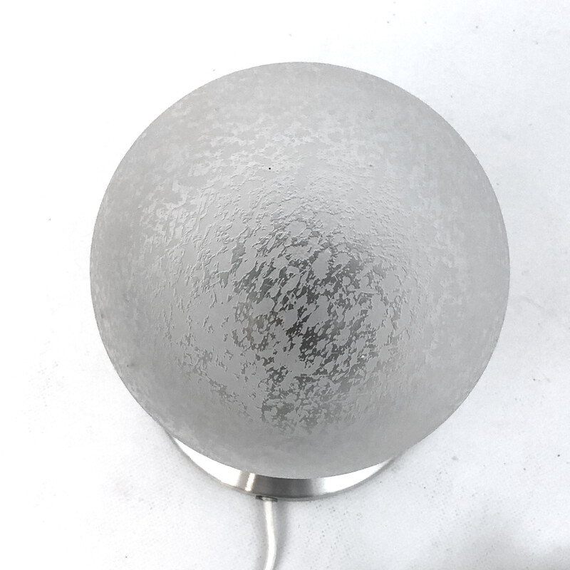 Vintage frosted glass and aluminum table lamp "Brioni" by Stilux Milano, 1960