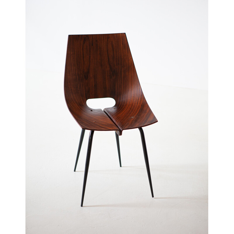 Italian vintage Playwood rosewood chair by Società Compensati Curvati, 1950s