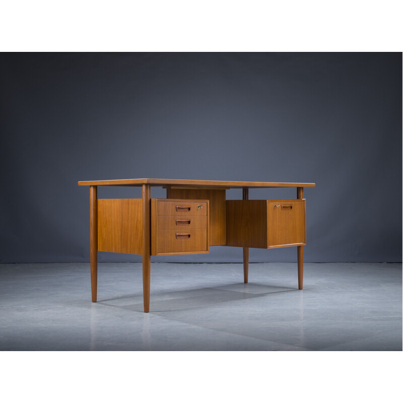 Mid-century Danish teak desk by HP Hansen, 1960s