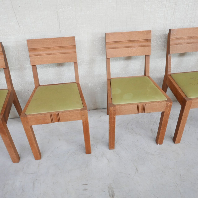 Set of 6 vintage Art Deco dining chairs by Charles Dudouyt, France 1940s
