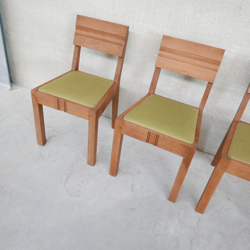 Set of 6 vintage Art Deco dining chairs by Charles Dudouyt, France 1940s